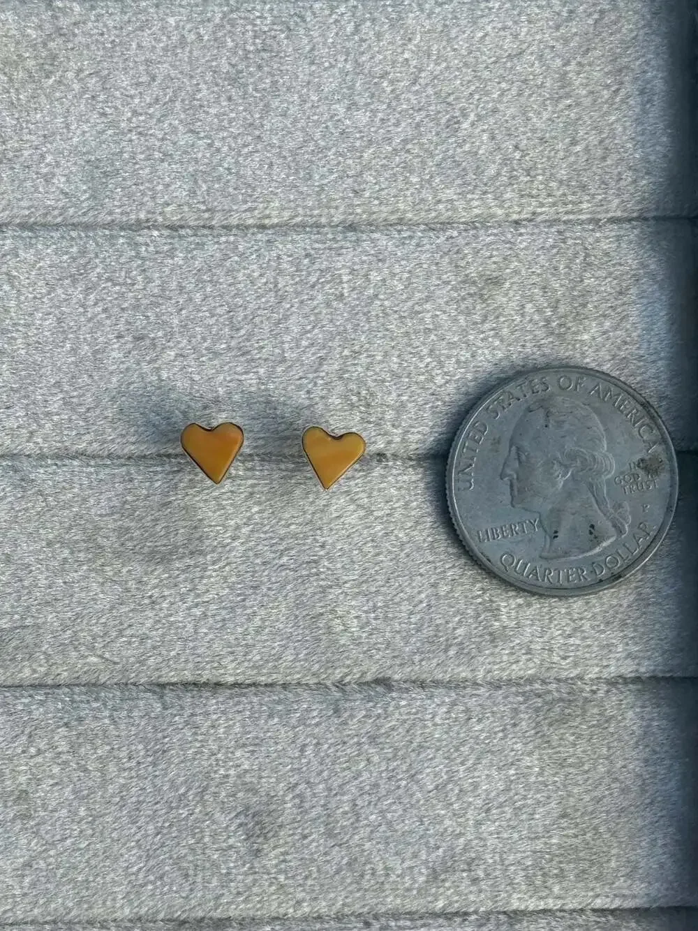 Zuni Handmade Sterling Silver Orange Spiny Heart Stud Earrings
